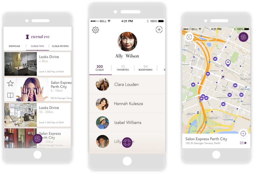 Eternal Eve app screens