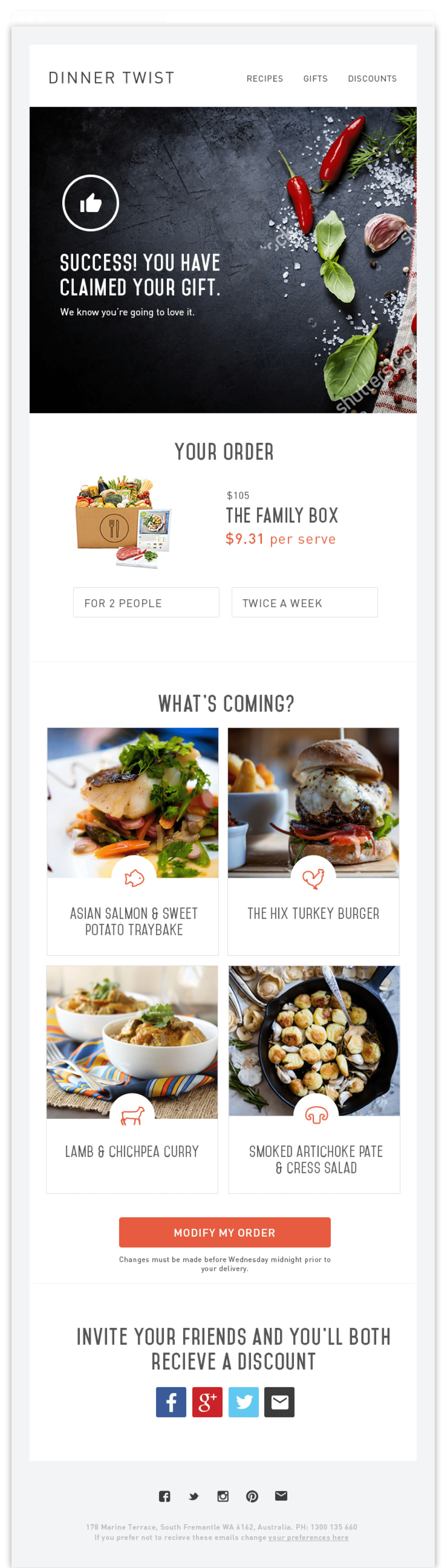 Dinner Twist email